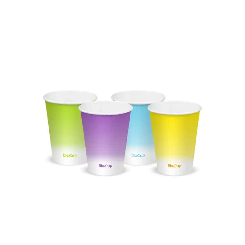 Single Wall Takeaway Cold Paper Cup 390ml / 12oz (90mm) BioCup Coloured