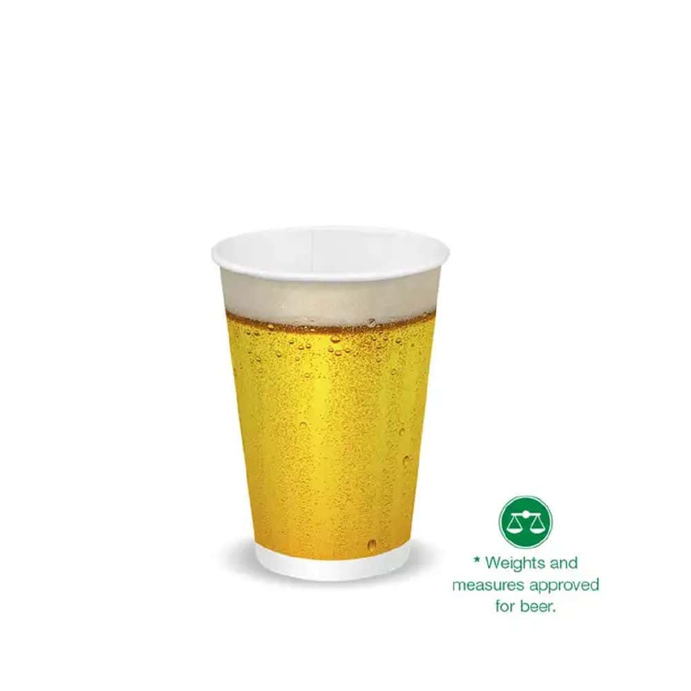 Single Wall Takeaway Cold Paper Cup 420ml / 14oz (90mm) BioCup Beer Print