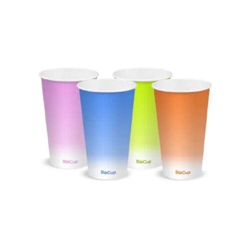Single Wall Takeaway Cold Paper Cup 500ml / 16oz (90mm) BioCup Coloured