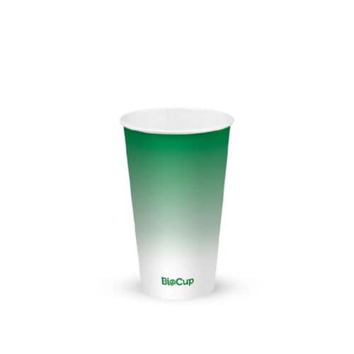 Single Wall Takeaway Cold Paper Cup 500ml / 16oz (90mm) BioCup Green Fade