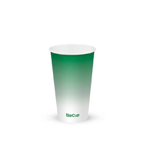 Single Wall Takeaway Cold Paper Cup 500ml / 16oz (90mm) BioCup Green Fade