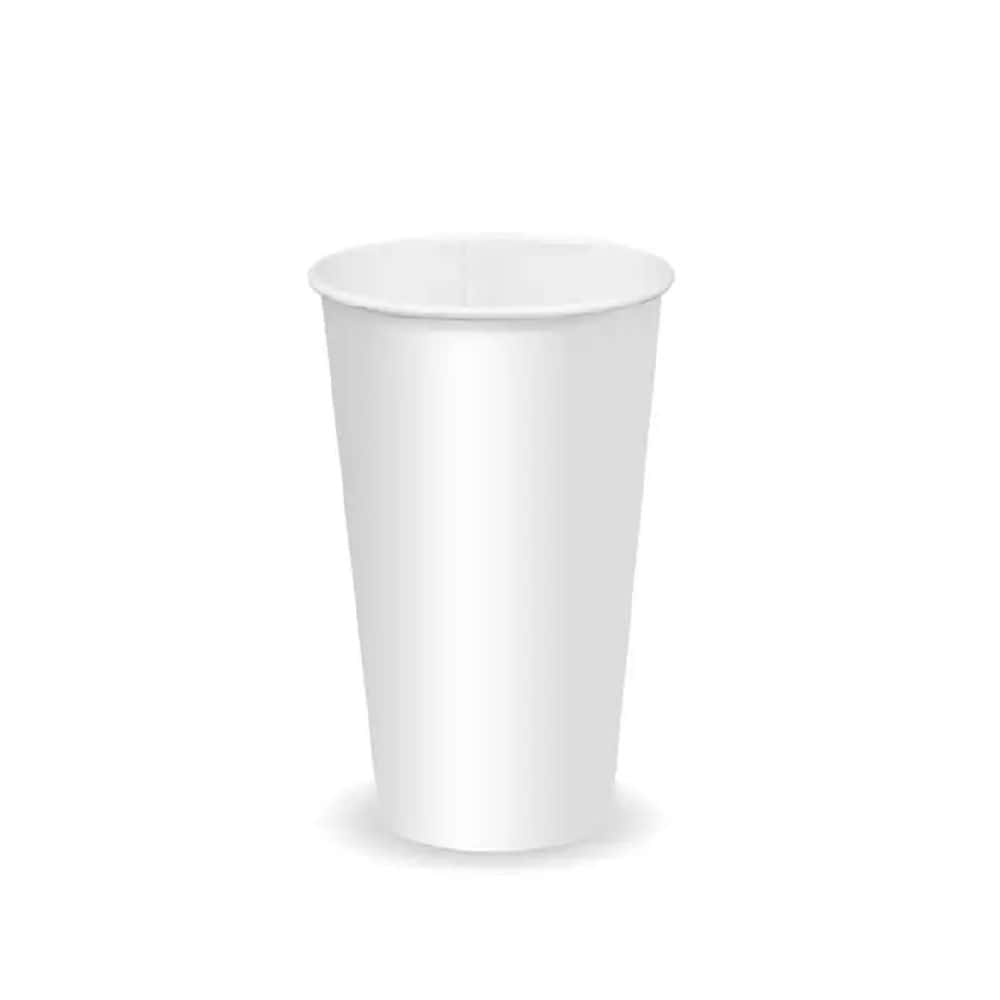 Single Wall Takeaway Cold Paper Cup 500ml / 16oz (90mm) BioCup White
