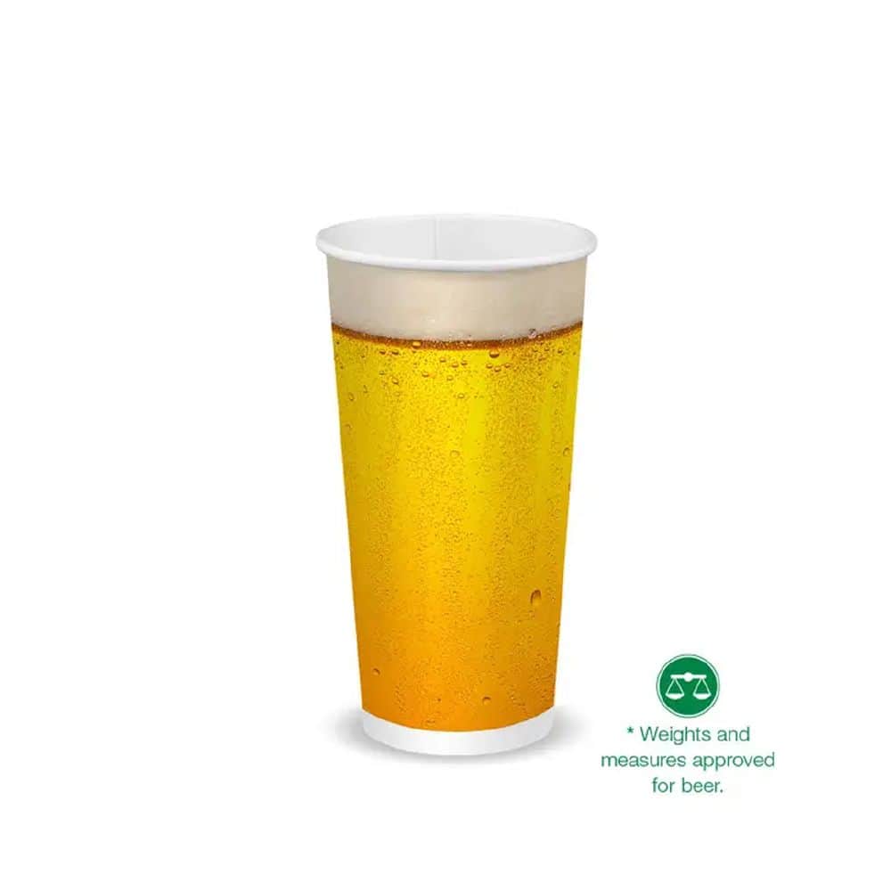 Single Wall Takeaway Cold Paper Cup 600ml / 20oz (90mm) BioCup Beer Print