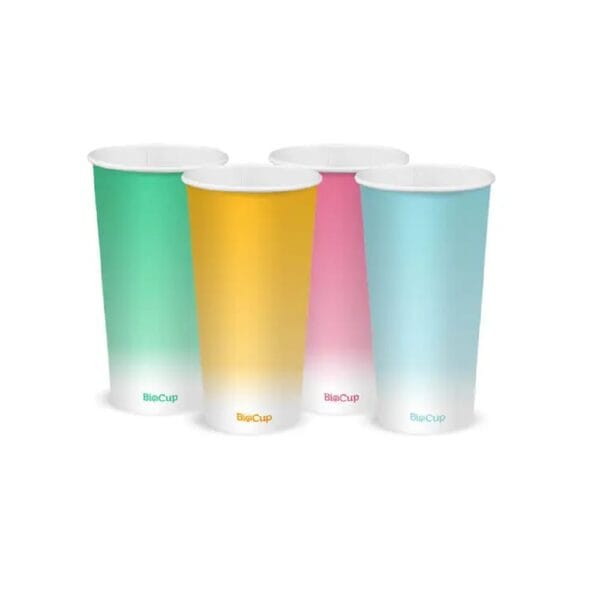 Single Wall Takeaway Cold Paper Cup 600ml / 20oz (90mm) BioCup Coloured