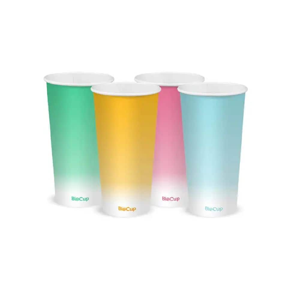 Single Wall Takeaway Cold Paper Cup 600ml / 20oz (90mm) BioCup Coloured