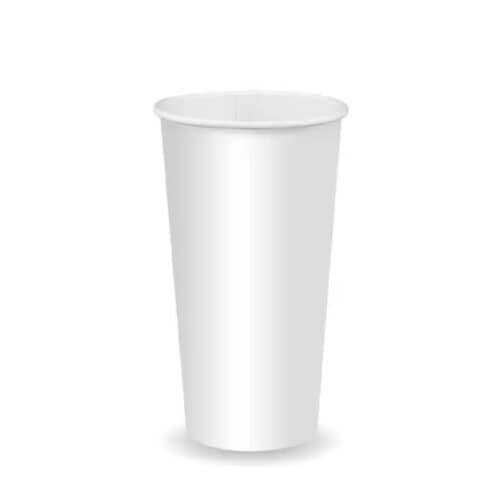Single Wall Takeaway Cold Paper Cup 600ml / 20oz (90mm) BioCup White