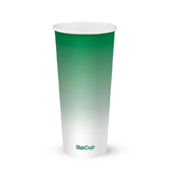 Single Wall Takeaway Cold Paper Cup 700ml / 24oz (90mm) BioCup Green Fade