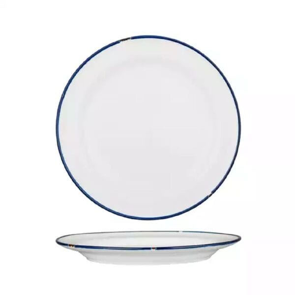 Round Plate 270mm Wide Rim TinTin White/Navy Line