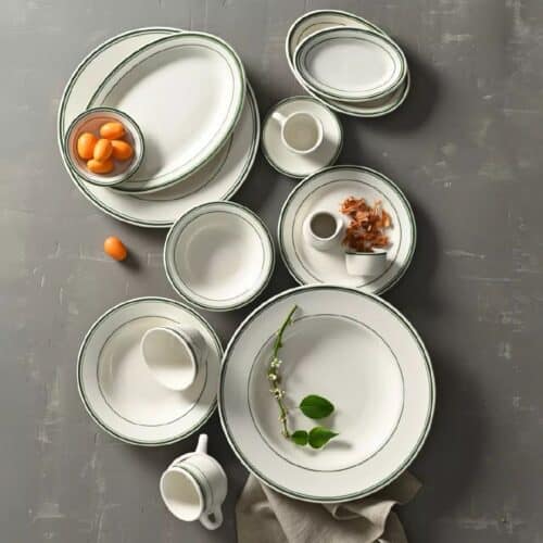 Fruit / Sides Bowl 133ml Green Bay White/Green Double Line