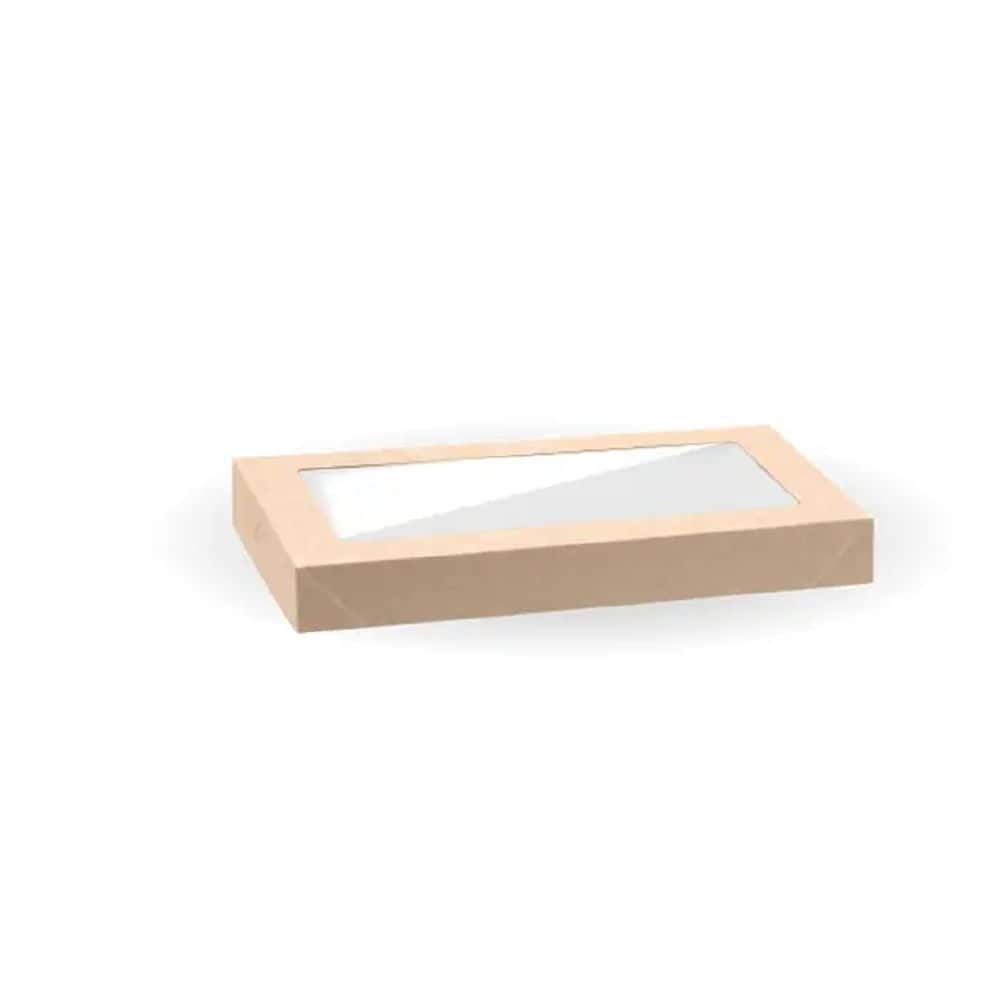 Lid with PLA Window Suits BioBoard Takeaway Catering Tray Base Extra Small - Kraft