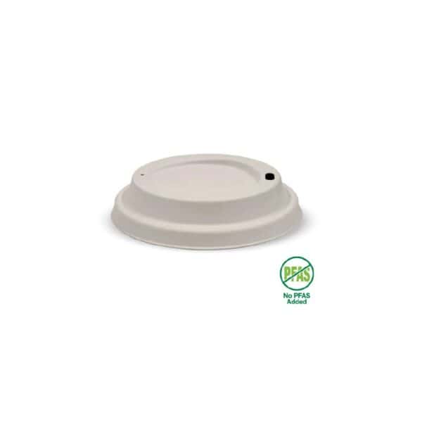 BIOBCL12PULPNV2 Pulp Lid Suits (90mm) Takeaway Coffee Cup BioCane Natural Plant Fibre