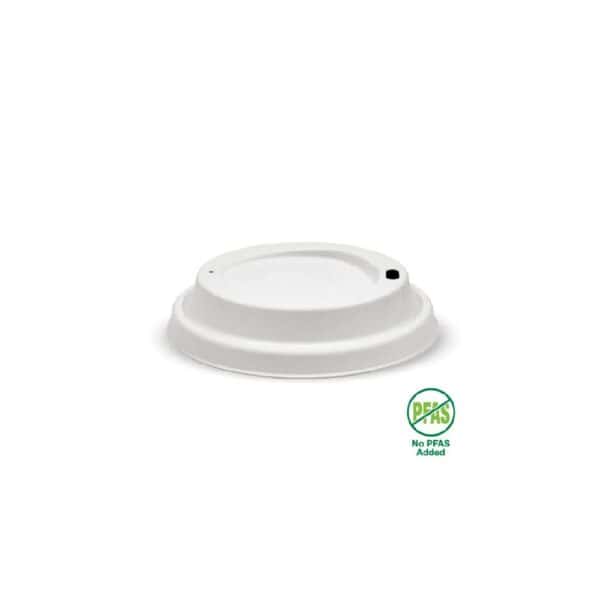 BIOBCL12PULPWV3 Pulp Lid Suits (90mm) Takeaway Coffee Cup BioCane White Plant Fibre