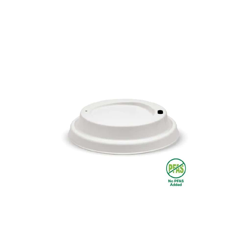 Pulp Lid Suits (80mm) Takeaway Coffee Cup BioCane White Plant Fibre