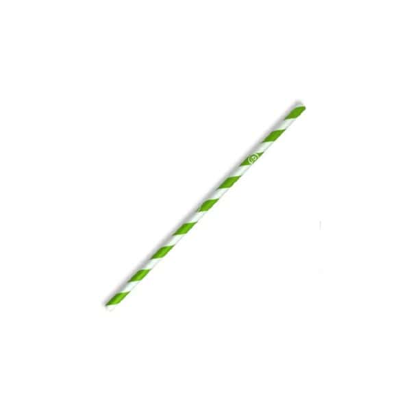 Straw Regular 197mm (6mm) 3 Ply BioStraw Green Stripe