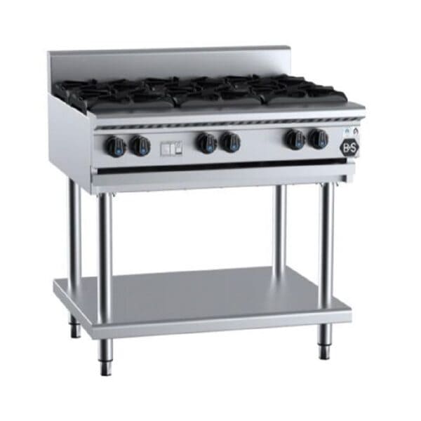 BSKBTSB8 B+S K+ Series Cooktop Gas On Stand 6 Burner 900mm 180Mj/h NG/LPG